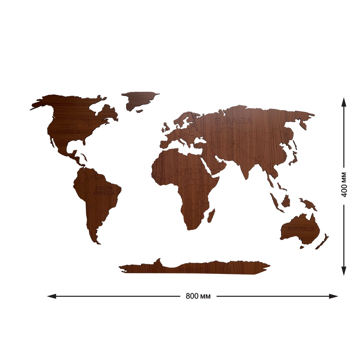 Карта мира настенная Afi Design деревянная с гравировкой и Антарктидой 80х40 см орех - фото 2