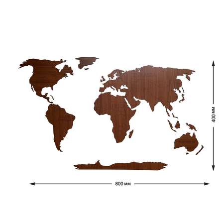 Карта мира настенная Afi Design деревянная с гравировкой и Антарктидой 80х40 см орех
