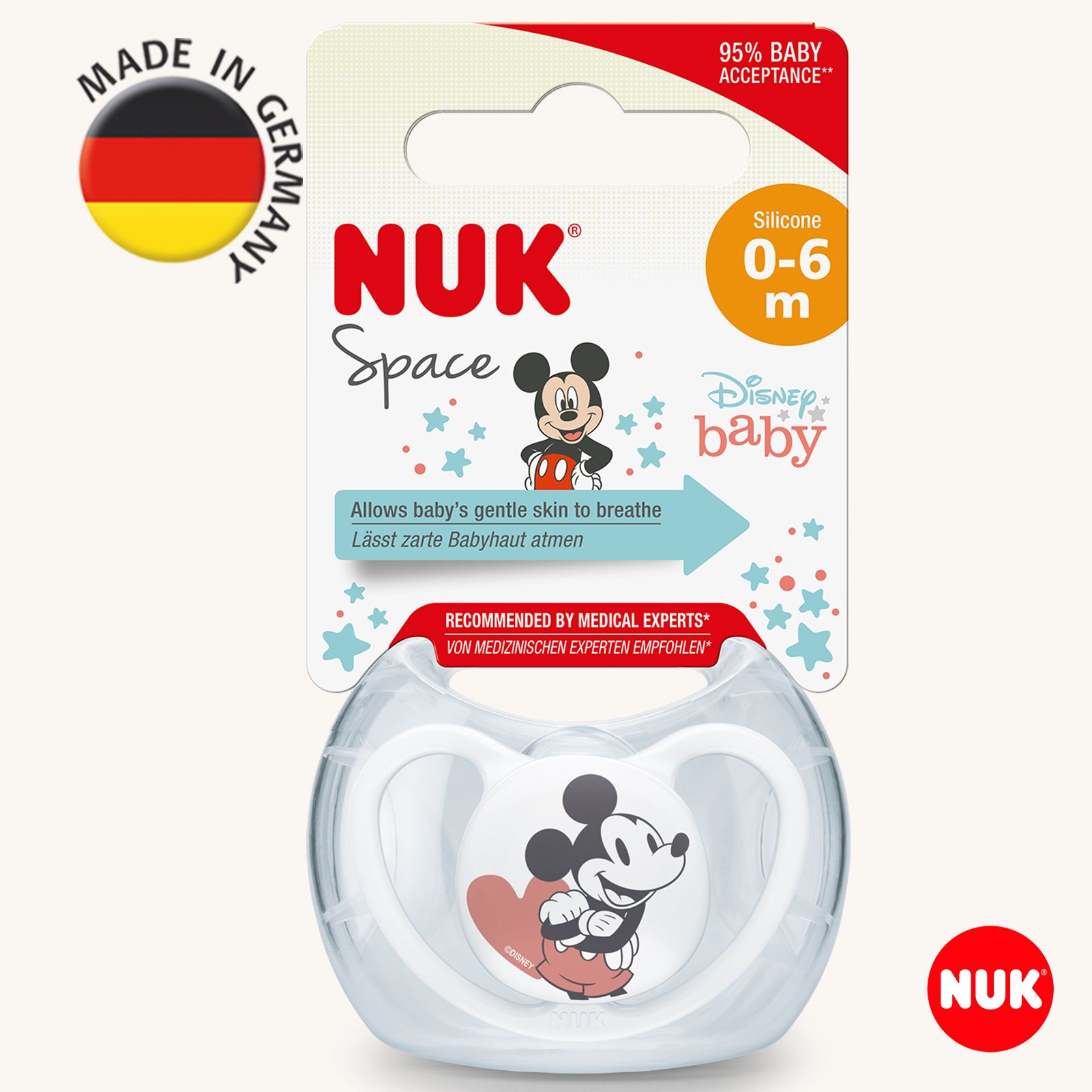 Соска пустышка ортодонтическая силикон Nuk NUK SPACE MICKEY - фото 1