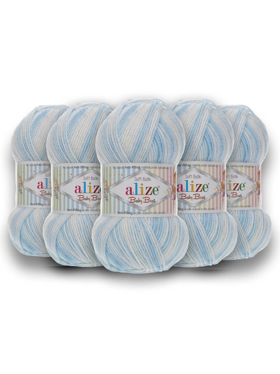 Пряжа для вязания Alize baby best batik бамбук акрил с эффектом антипиллинг 100 г 240 м 6669 секционный 5 мотков - фото 3