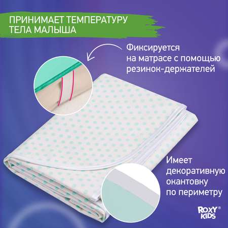 Клеенка подкладная ROXY-KIDS с ПВХ покрытием 68*100см цвет бирюзовый горошек