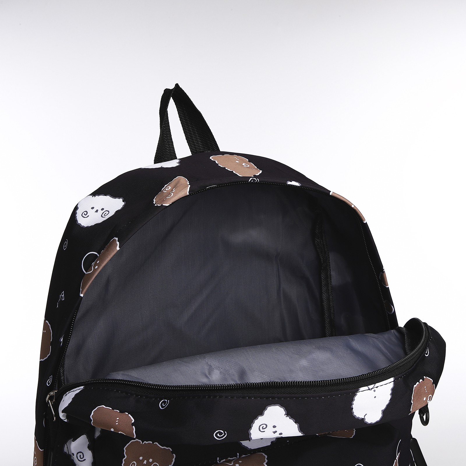 Рюкзак школьный NAZAMOK из текстиля на молнии 3 кармана пенал цвет чёрный - фото 5