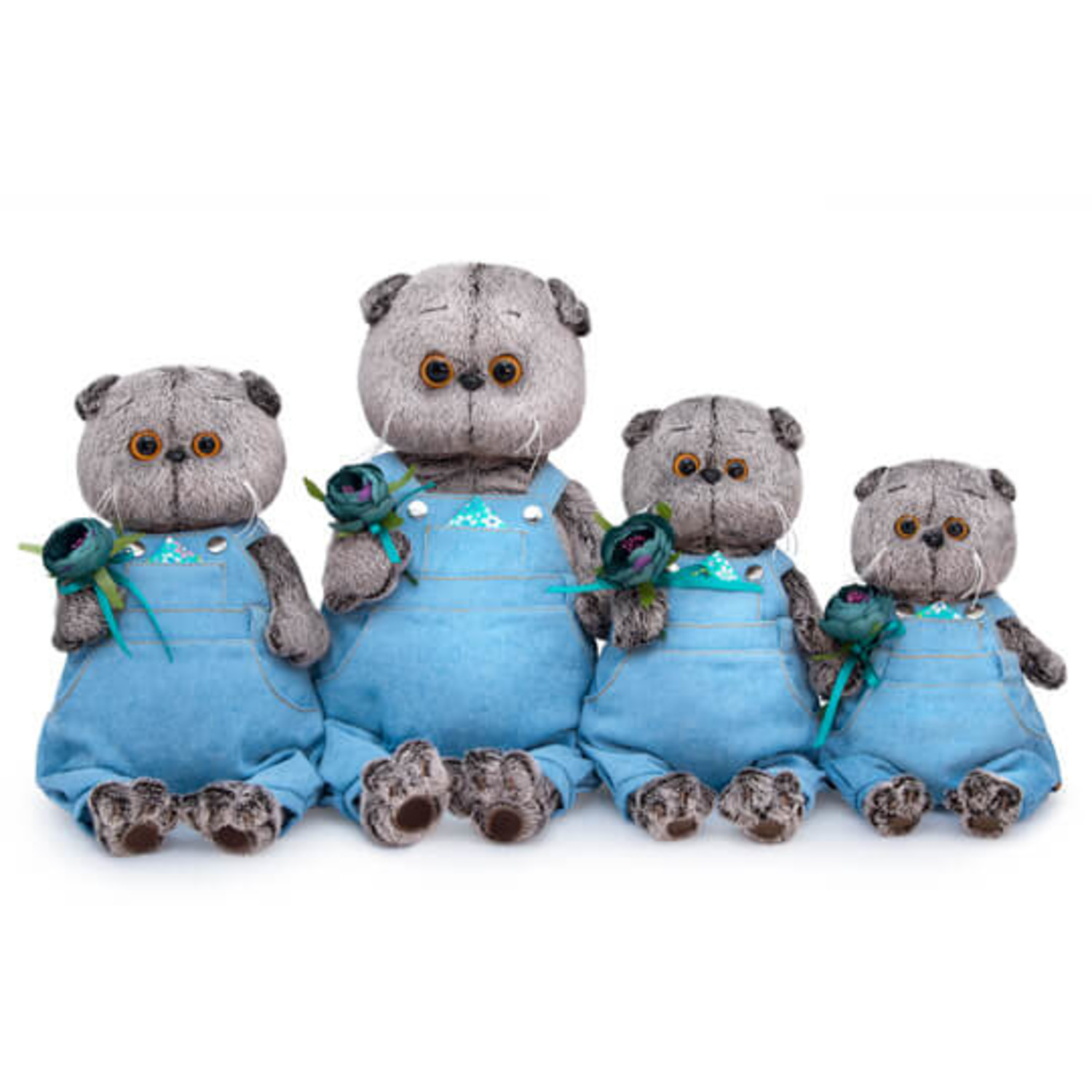 Мягкая игрушка BUDI BASA Кот Басик в голубом комбинезоне с розочкой 25 см BB010 - фото 5