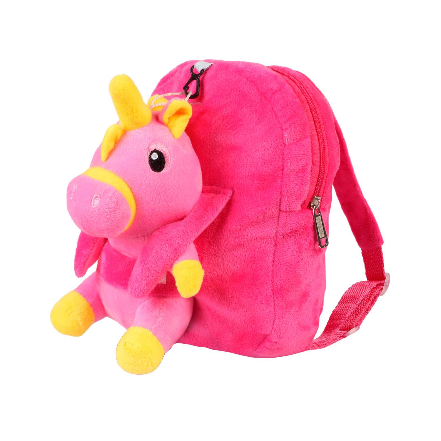 Рюкзак с игрушкой Little Mania фуксия Дракоша розово-желтый - фото 2