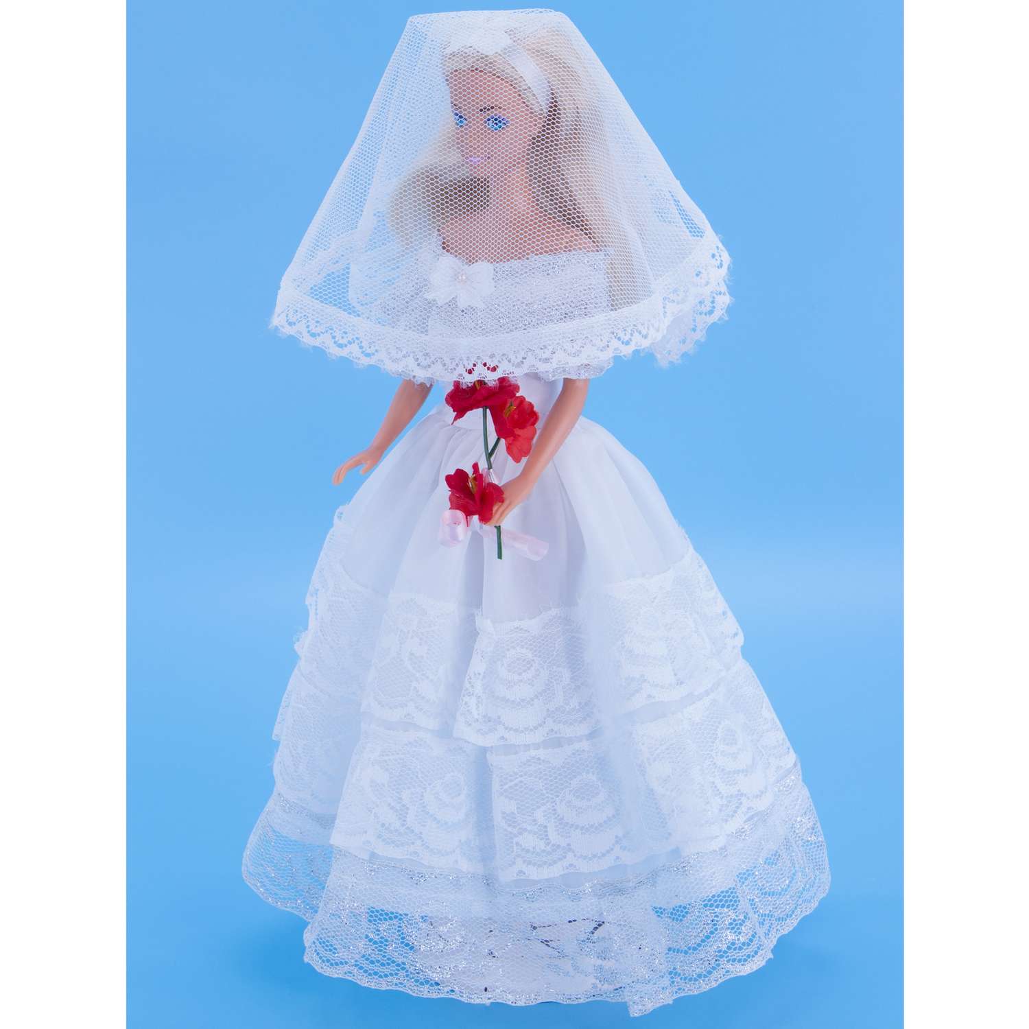 Одежда для кукол Модница 29 см Свадебное платье с фатой 1904 белый-серебро 1904белый&amp;серебро - фото 4