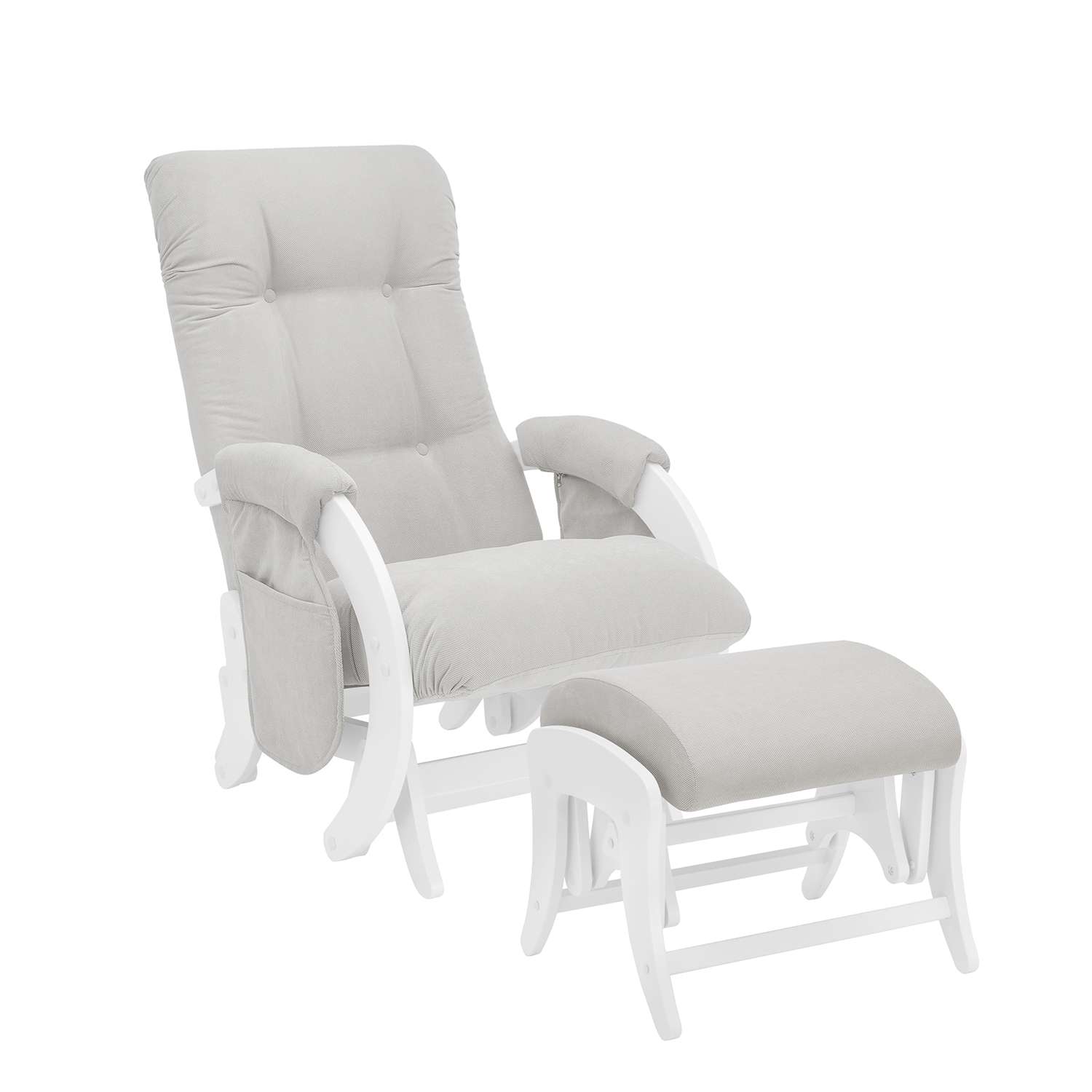 Кресло для кормления Milli с пуфом Smile с карманами Молочный дуб / ткань Verona Light Grey - фото 1