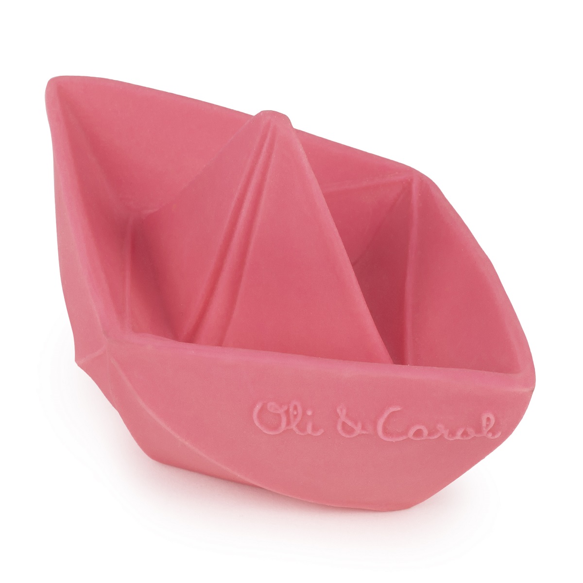 Прорезыватель грызунок OLI and CAROL Origami Boat Pink из натурального каучука - фото 1