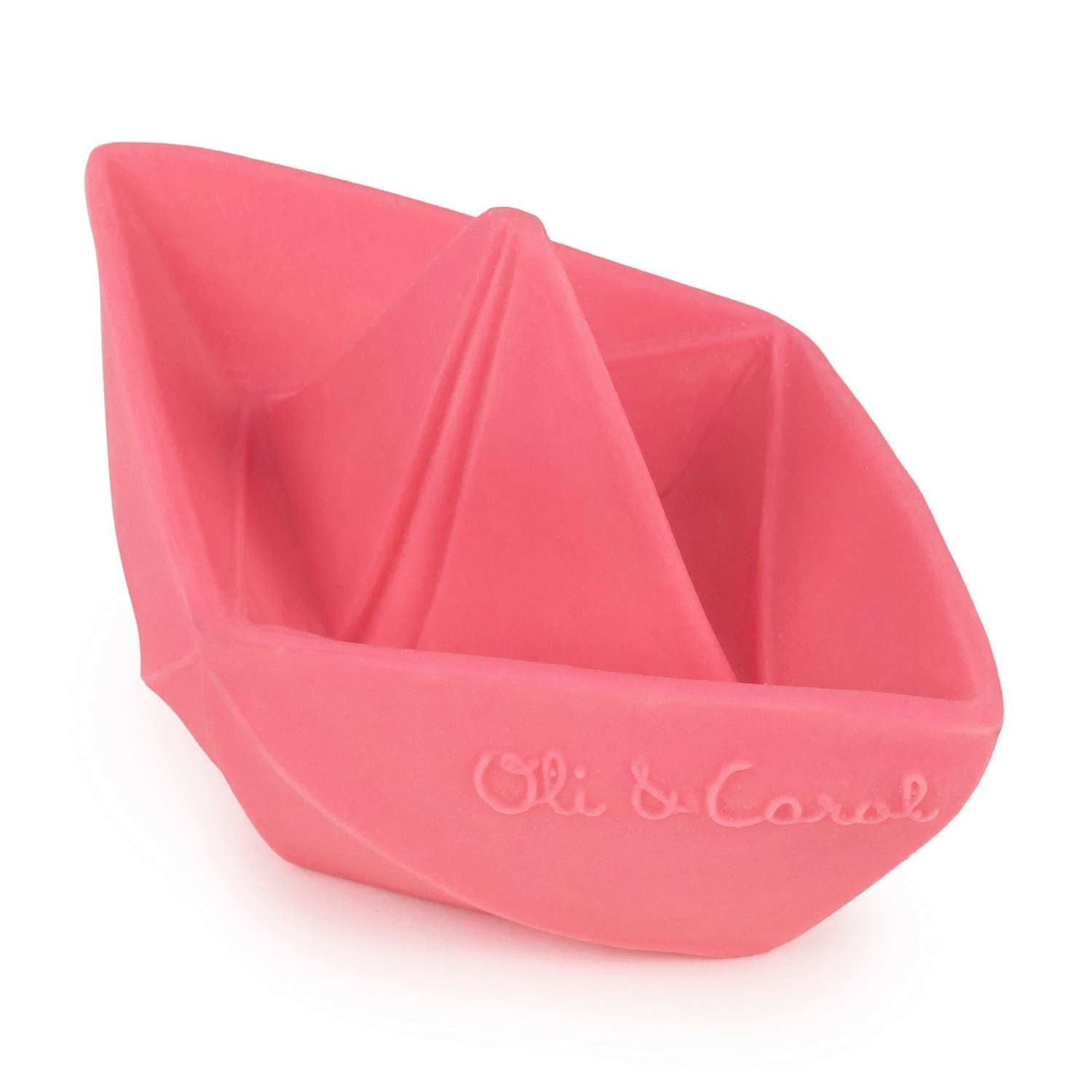 Прорезыватель грызунок OLI and CAROL Origami Boat Pink из натурального каучука - фото 1