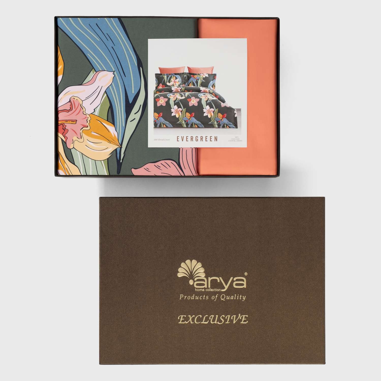 Постельное белье Arya Home Collection 1.5 спальное 160х220 Exclusive Evergreen комплект сатин наволочки 50х70 и 70х70 - фото 7