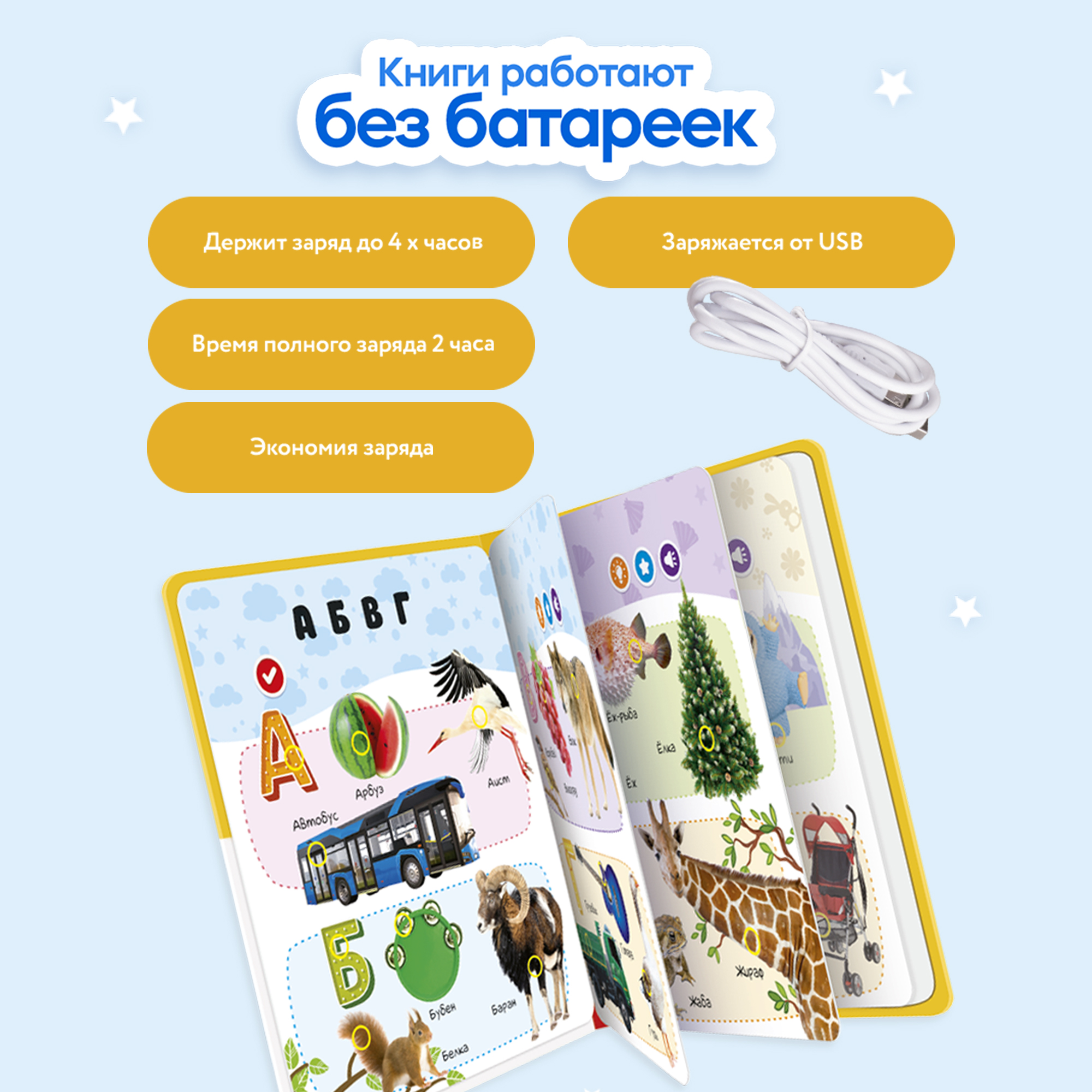 Комплект говорящих книжек BertToys Нажималки: Животные + Русский алфавит - фото 9