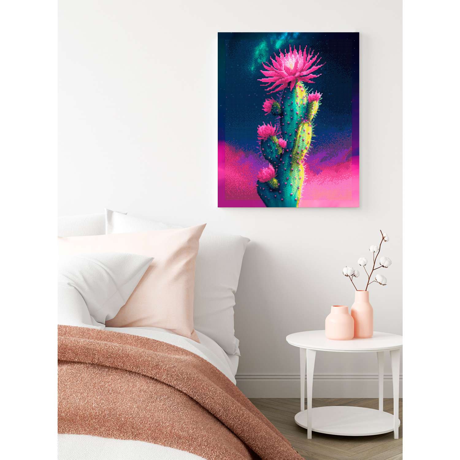 Алмазная мозаика Art sensation холст на подрамнике 40*50 см Цветущий кактус - фото 3