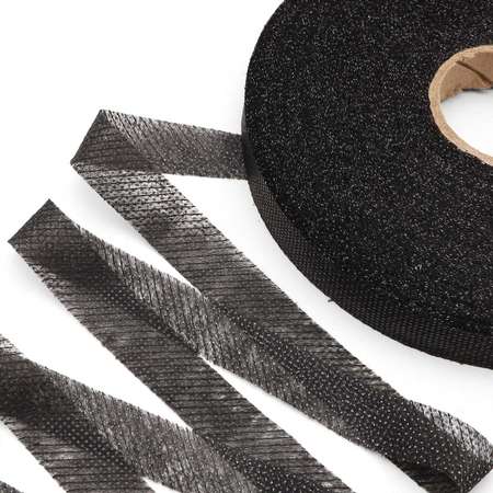 Лента Айрис нитепрошивная клеевая по косой из флизелина для шитья 15 мм 100 м черный