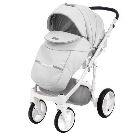 Коляска 2в1 BeBe-mobile Ravenna Deluxe V207 Белая кожа+Светло-серая кожаная отделка