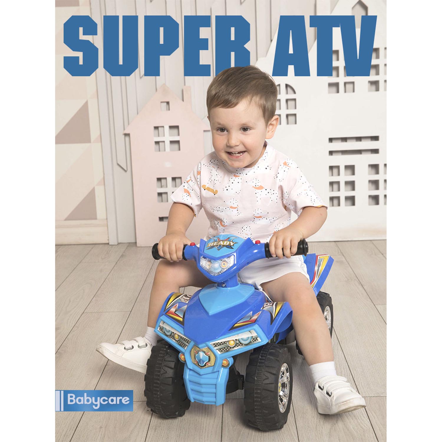 Каталка BabyCare Super Atv кожаное сиденье синий - фото 2