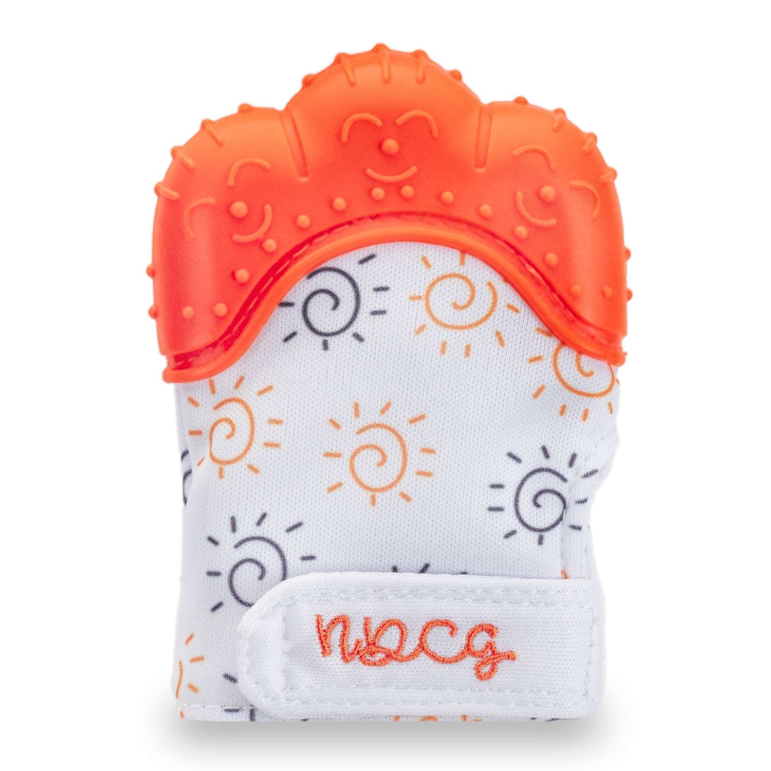 Прорезыватель силиконовый NDCG рукавичка от 3х до 12 месяцев оранжевый - фото 2