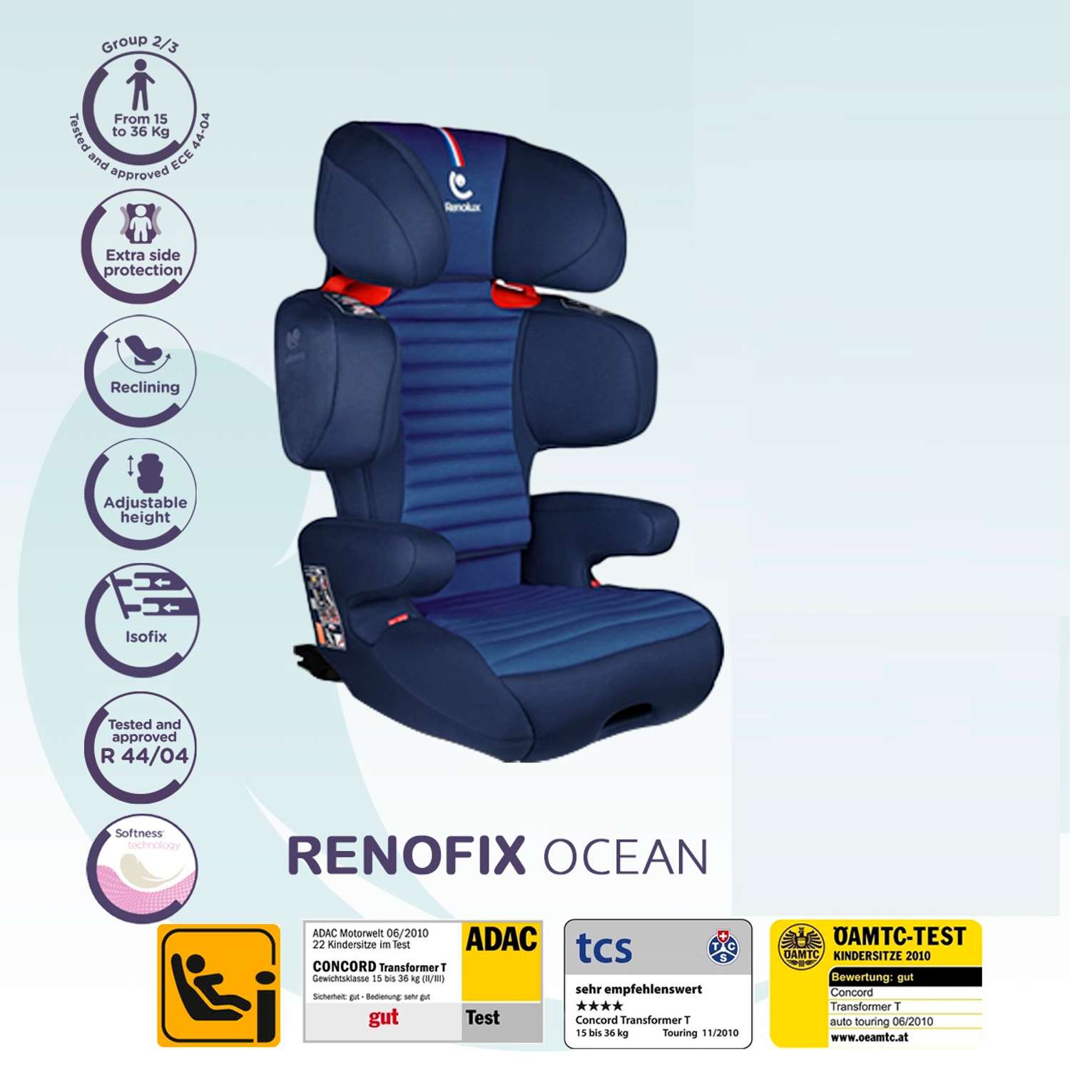 Автокресло Renolux Renofix ocean 2/3 Синий - фото 2