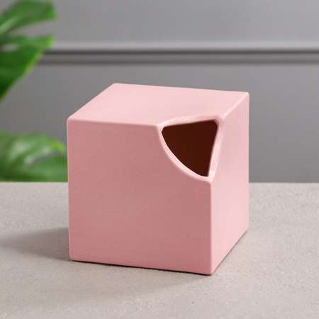 Ваза настольная Sima-Land «Куб» розовая керамика