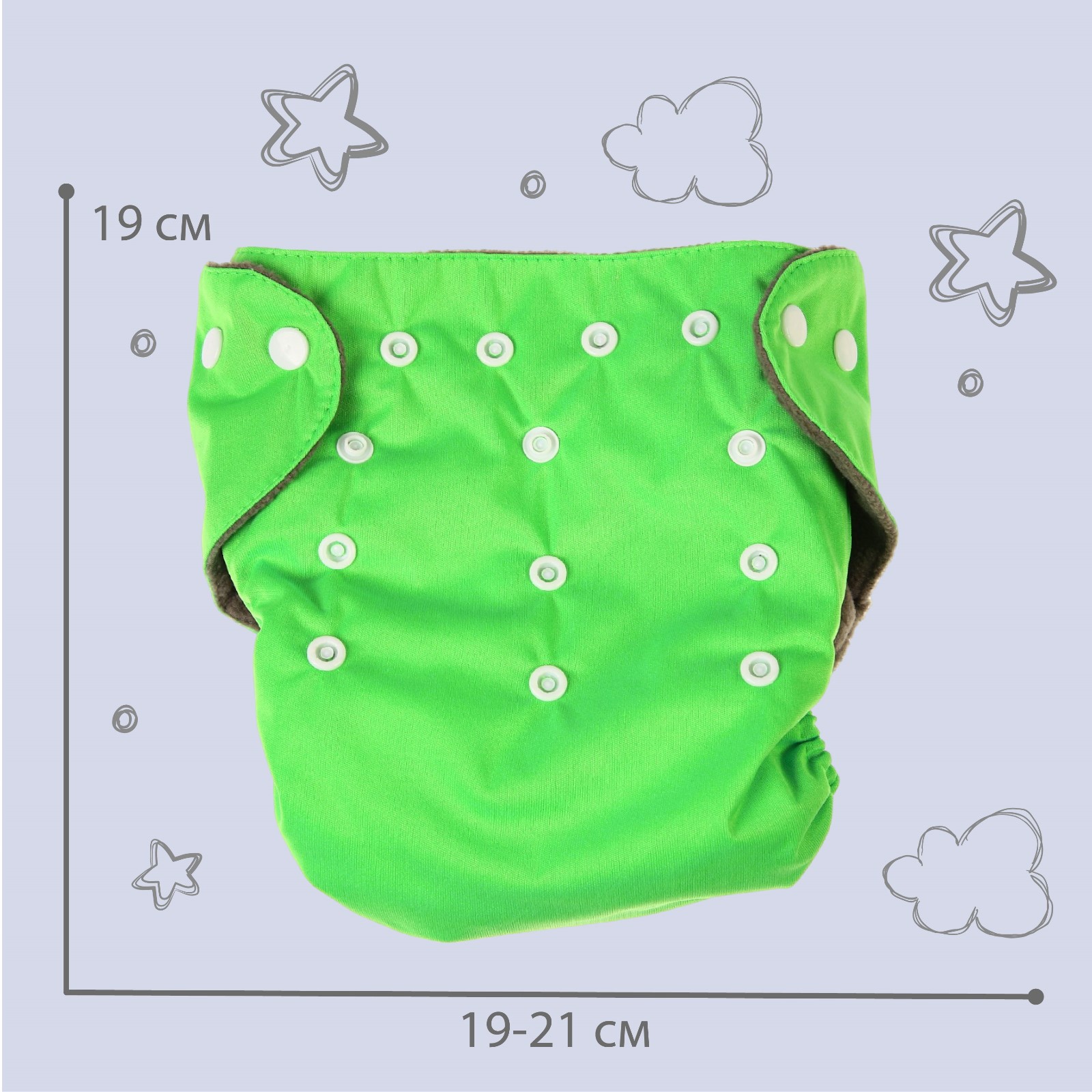 Многоразовый подгузник Крошка Я угольно-бамбуковая ткань зеленый. 3-15 кг - фото 4