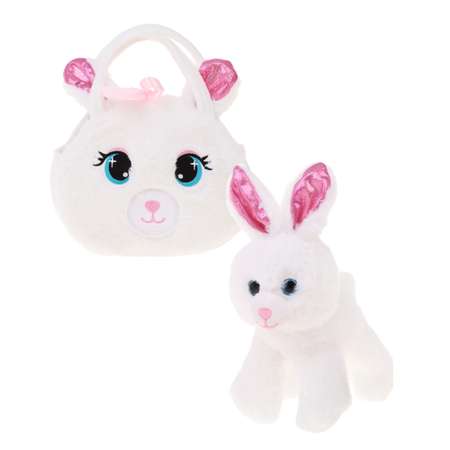 Мягкая игрушка Fluffy Family Зайка в сумочке белый