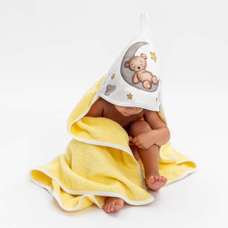 Полотенце AmaroBaby с уголком Wash Bear 90х90 см желтое