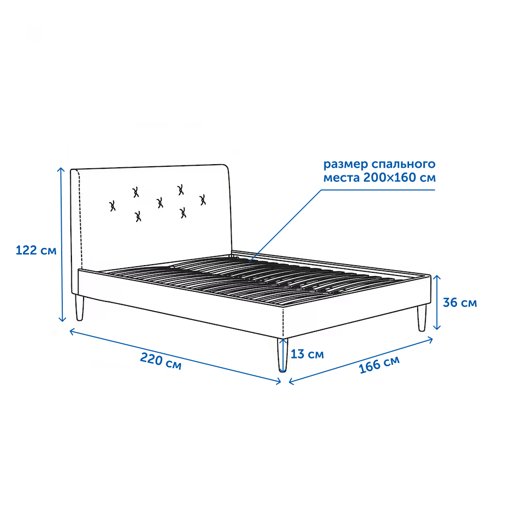 Двуспальная кровать IKEA Иданас 160х200 см рогожка бежевый - фото 2