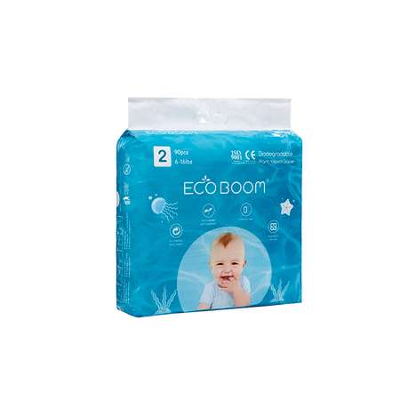 Эко подгузники детские ECO BOOM размер 2/S для детей весом 3-8 кг 90 шт