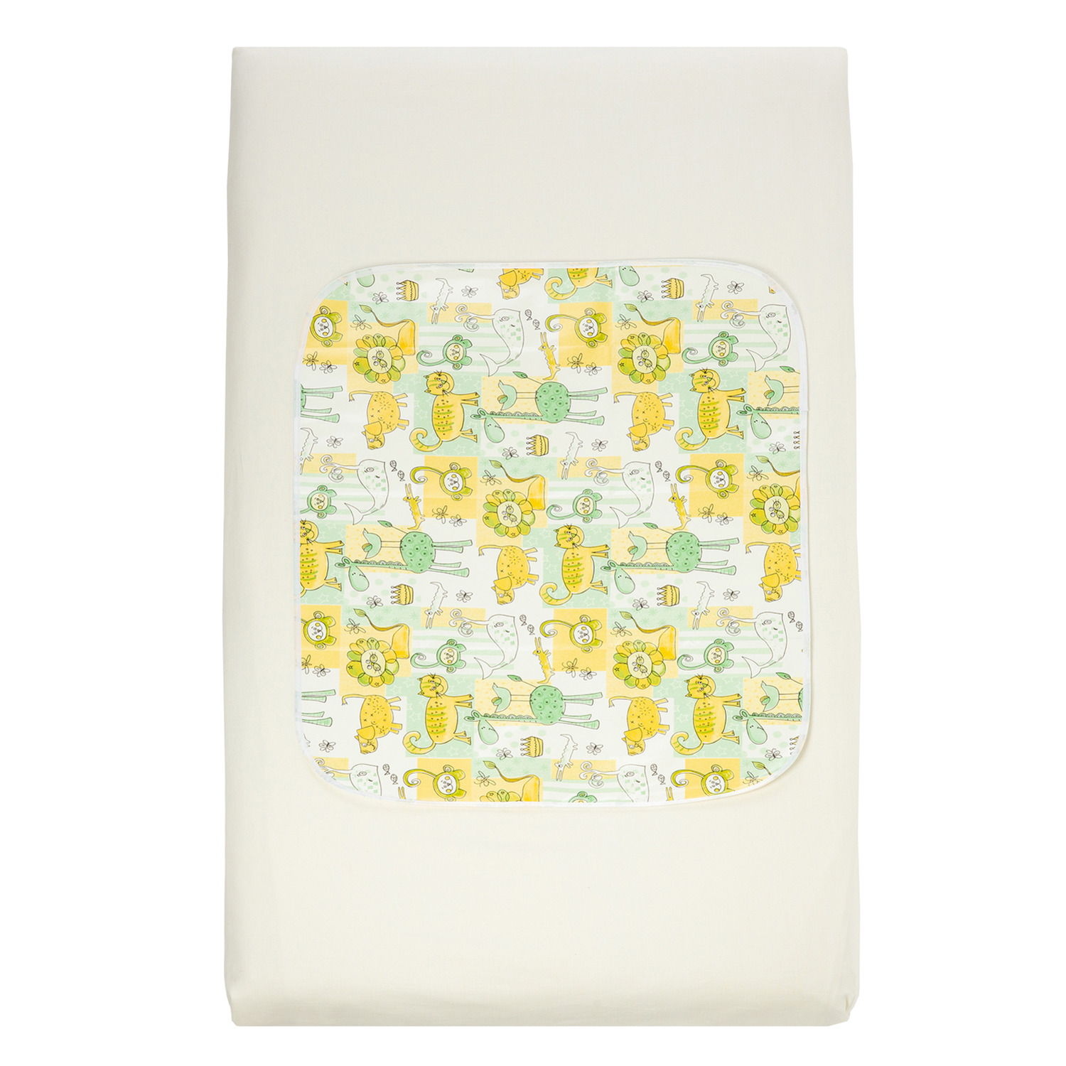 Клеенка Чудо-чадо подкладная с окантовкой в кроватку или коляску 50х70 см зверушки зелено-желтые - фото 4