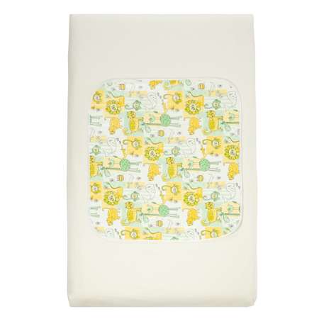 Клеенка Чудо-чадо подкладная с окантовкой в кроватку или коляску 50х70 см зверушки зелено-желтые
