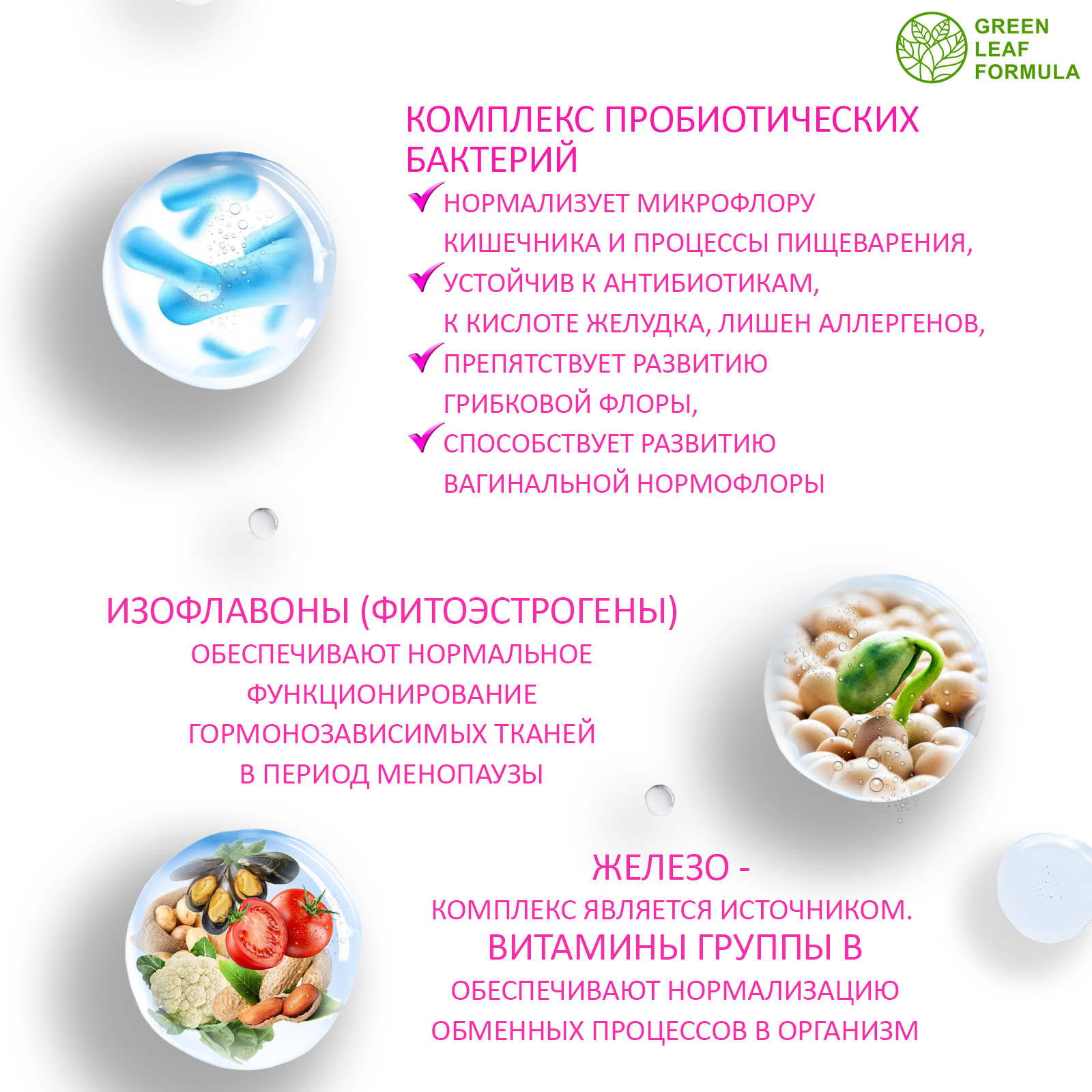 Пробиотики для женщин Green Leaf Formula для интимного здоровья фитоэстрогены 2 банки - фото 5