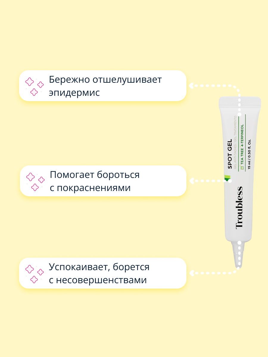 Точечный гель Troubless с маслом чайного дерева 15 мл - фото 3