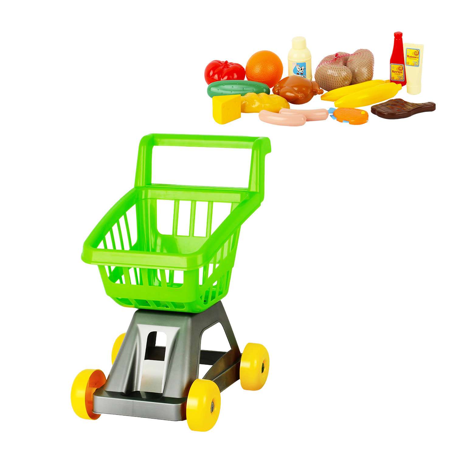 Игровой набор Стром Тележка для супермаркета с продуктами Салатовая - фото 1