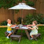 Детская садовая мебель KidKraft 4 скамьи стол-пикник зонт бежево-коричневый 20304_KE