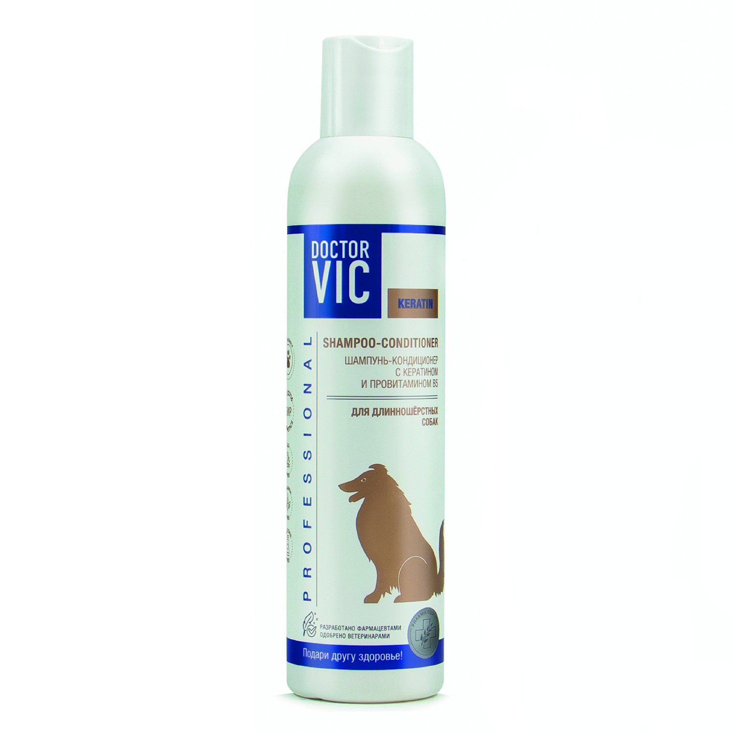 Шампунь-кондиционер для собак Doctor VIC Professional с кератином и провитамином B5 для длинношерстных 250мл - фото 1