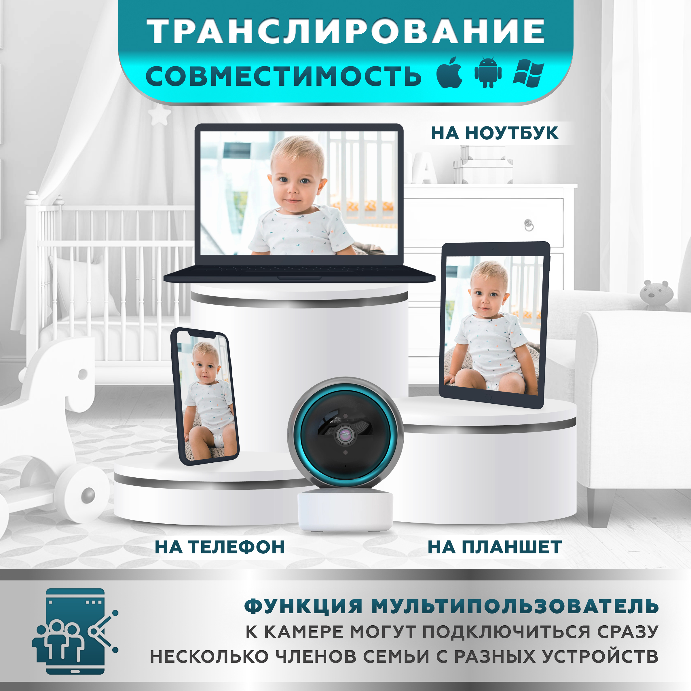 Видеоняня беспроводная You Lucky Smart 2.0. Серая - фото 7