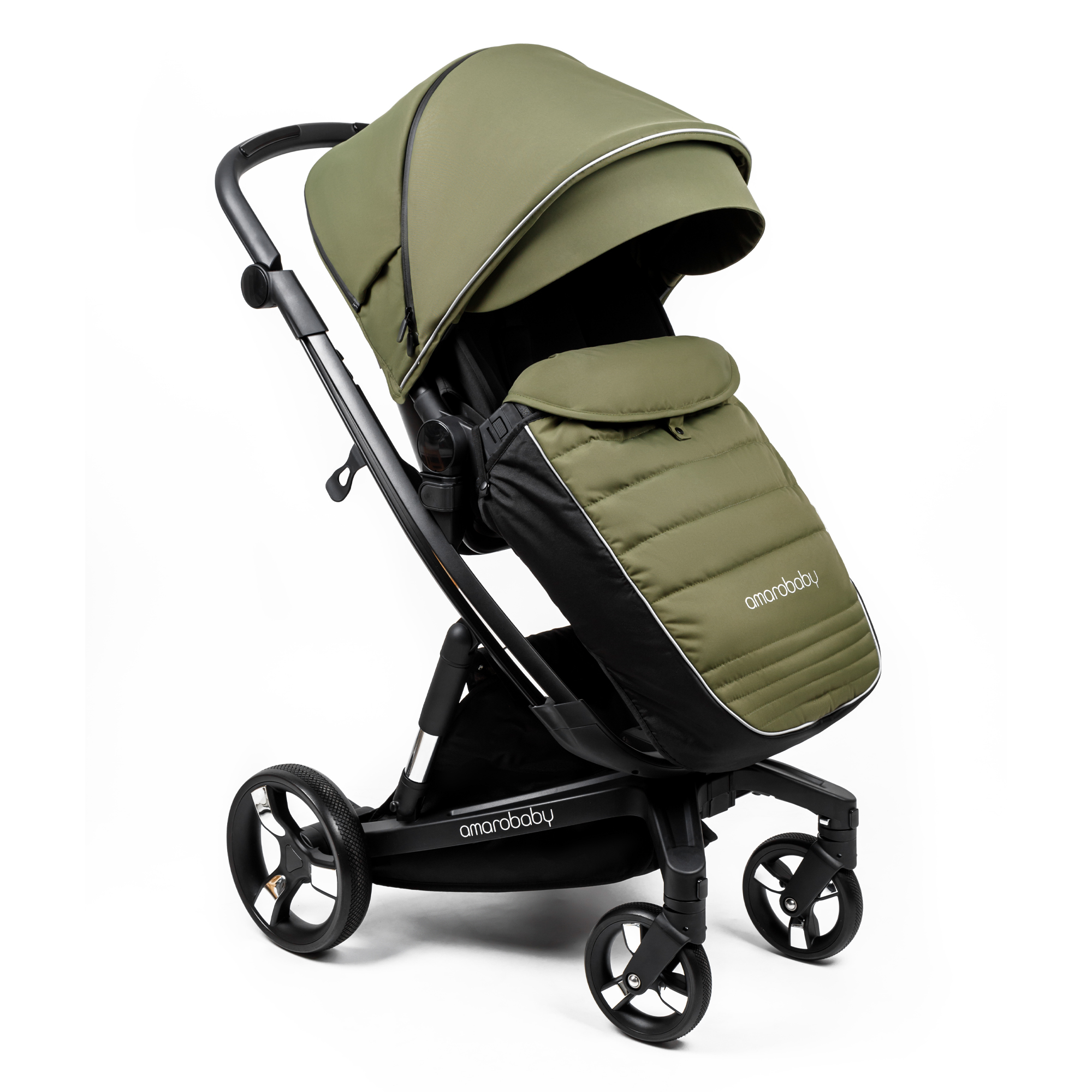 Коляска детская 2 в 1 Amarobaby tutum с auto brake хаки - фото 29