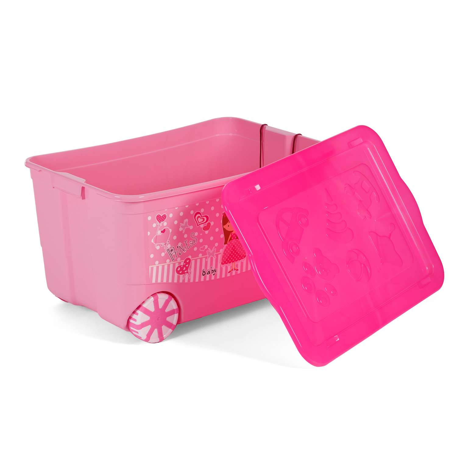 Ящик для игрушек elfplast KidsBox на колёсах розовый - фото 4