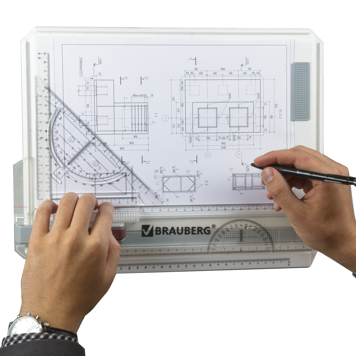 Доска чертежная Brauberg А4 с рейсшиной и треугольником - фото 7