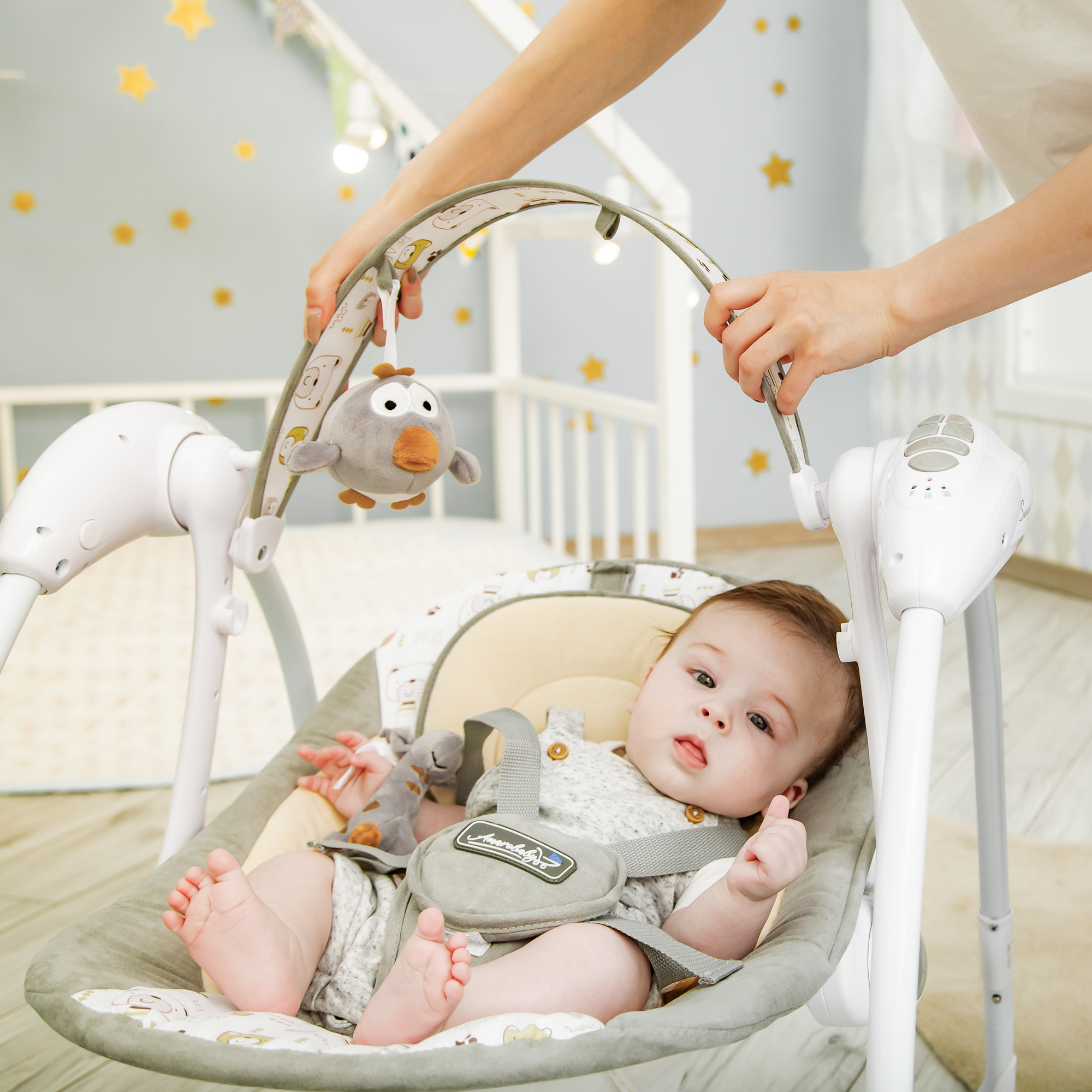 Электрокачели Amarobaby Swinging Baby Cерый - фото 17