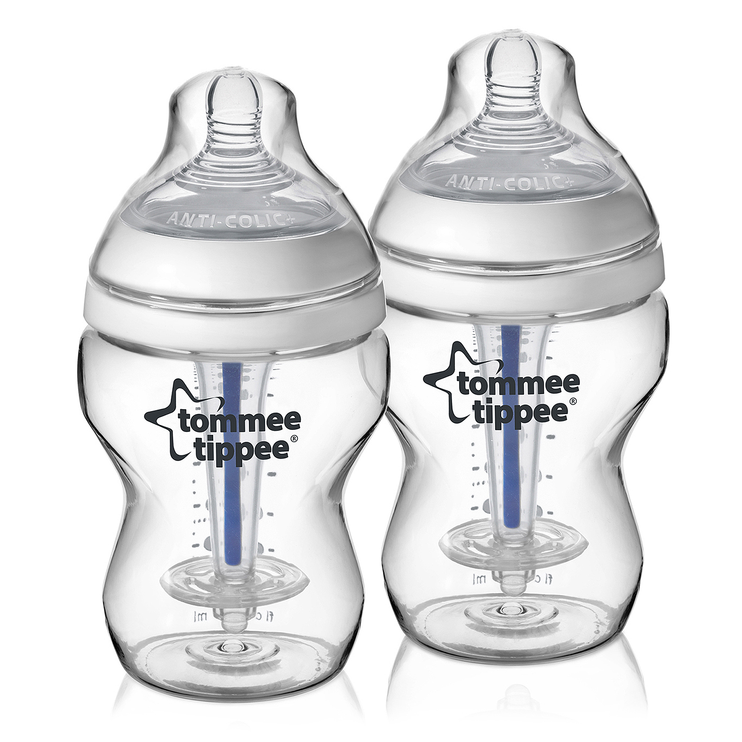 Бутылочки Tommee tippee с усиленным антиколиковым клапаном и индикатором температуры медленный поток 2 шт 260 мл - фото 1