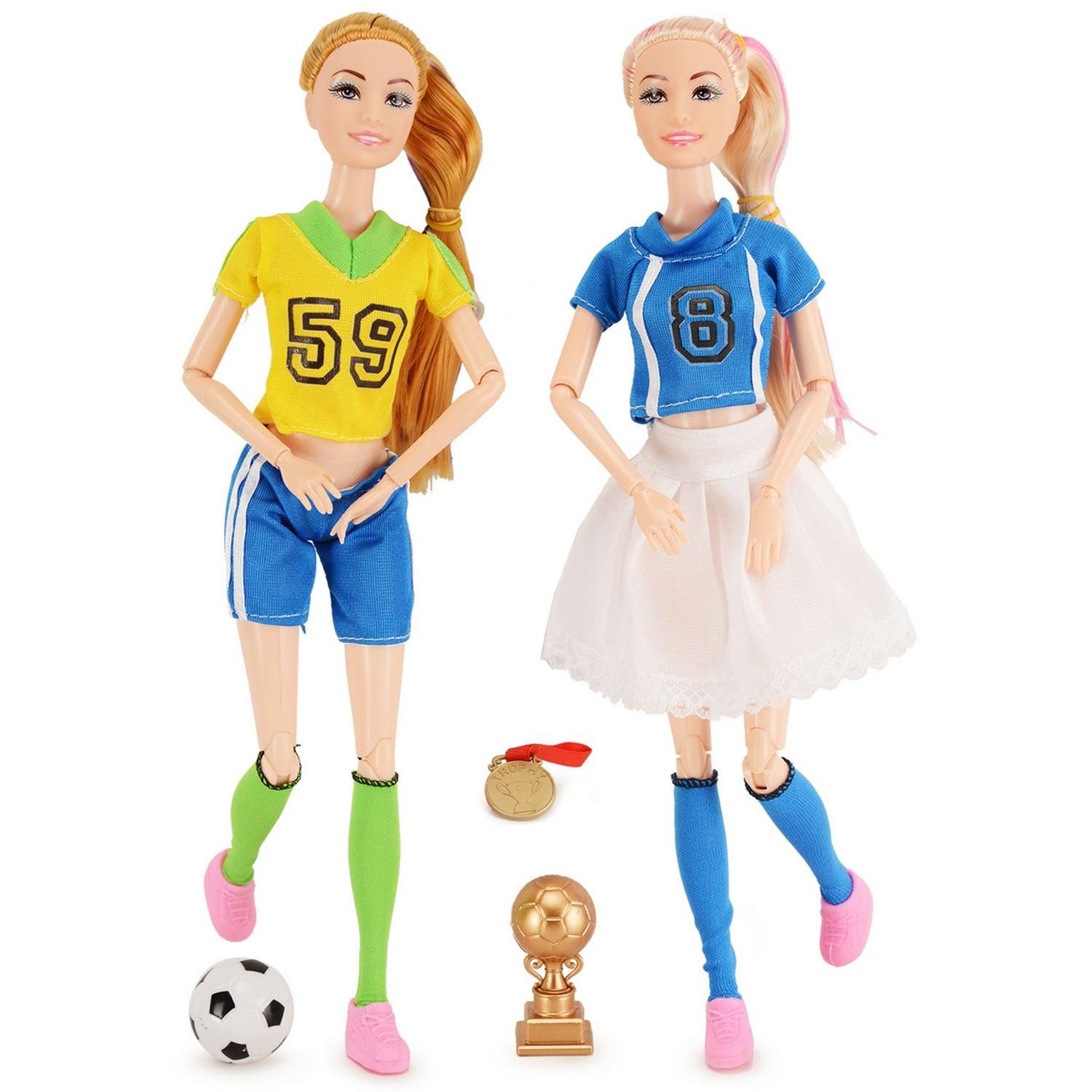 Набор кукол Happy Family Чемпионки по футболу 2 шт 28 см желто-голубой HP1111026//желто-голубой - фото 1