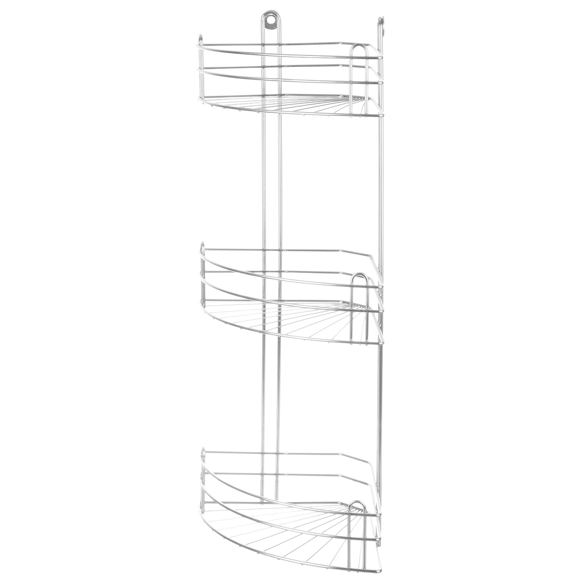 Полка для ванной угловая El Casa 3-х ярусная 28.6х18х60 см Серебристая радиальная глубокая - фото 5
