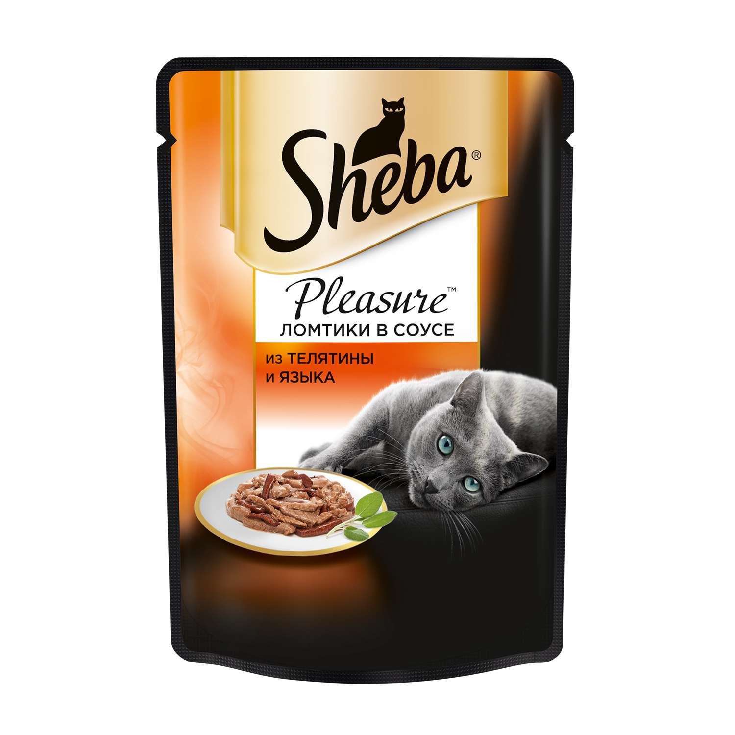 Корм влажный для кошек Sheba Pleasure 85г ломтики из телятины и языка в соусе пауч - фото 1
