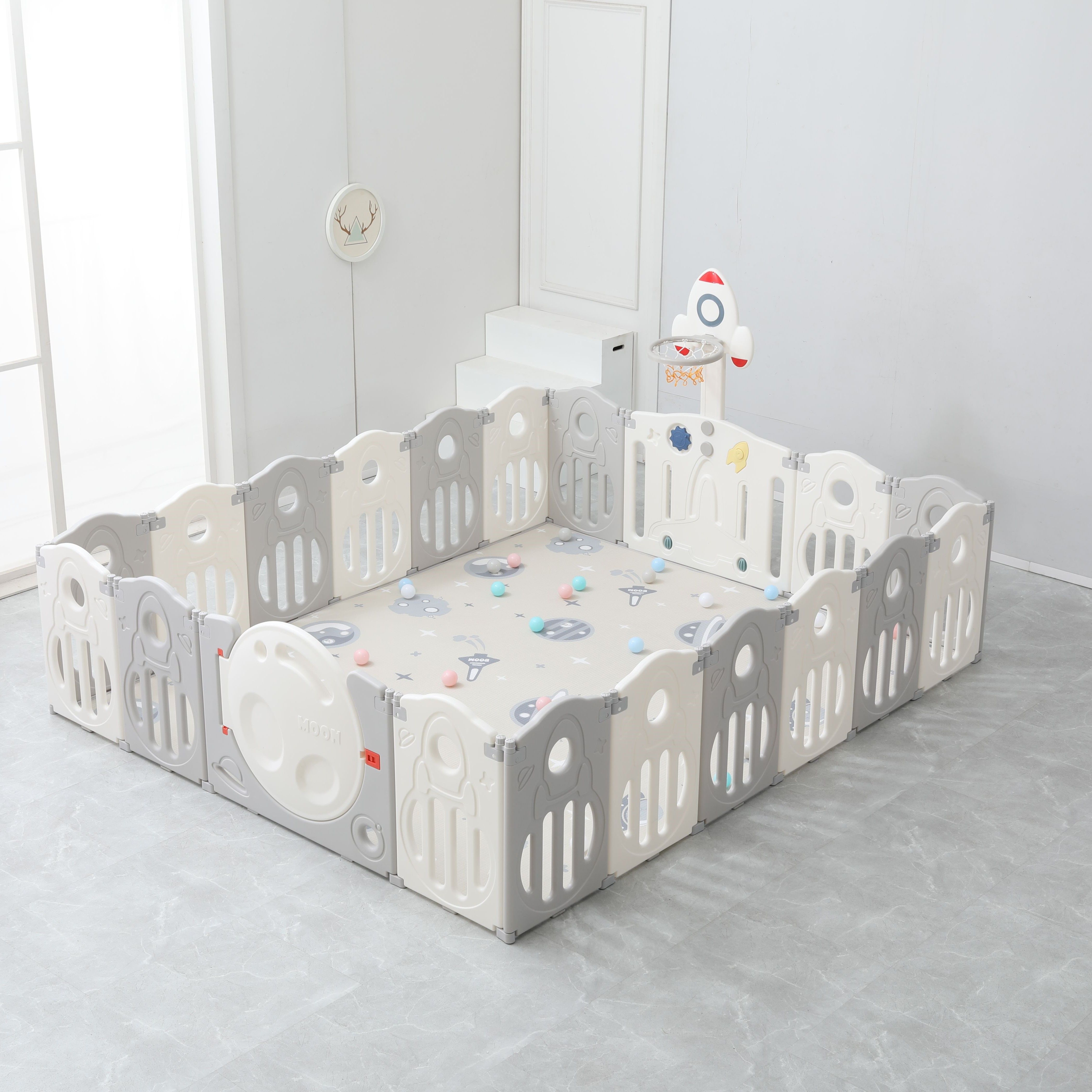 Манеж UNIX Kids SUPREME Space (200x240 cm) Grey PPSUSP18GRY - фото 10