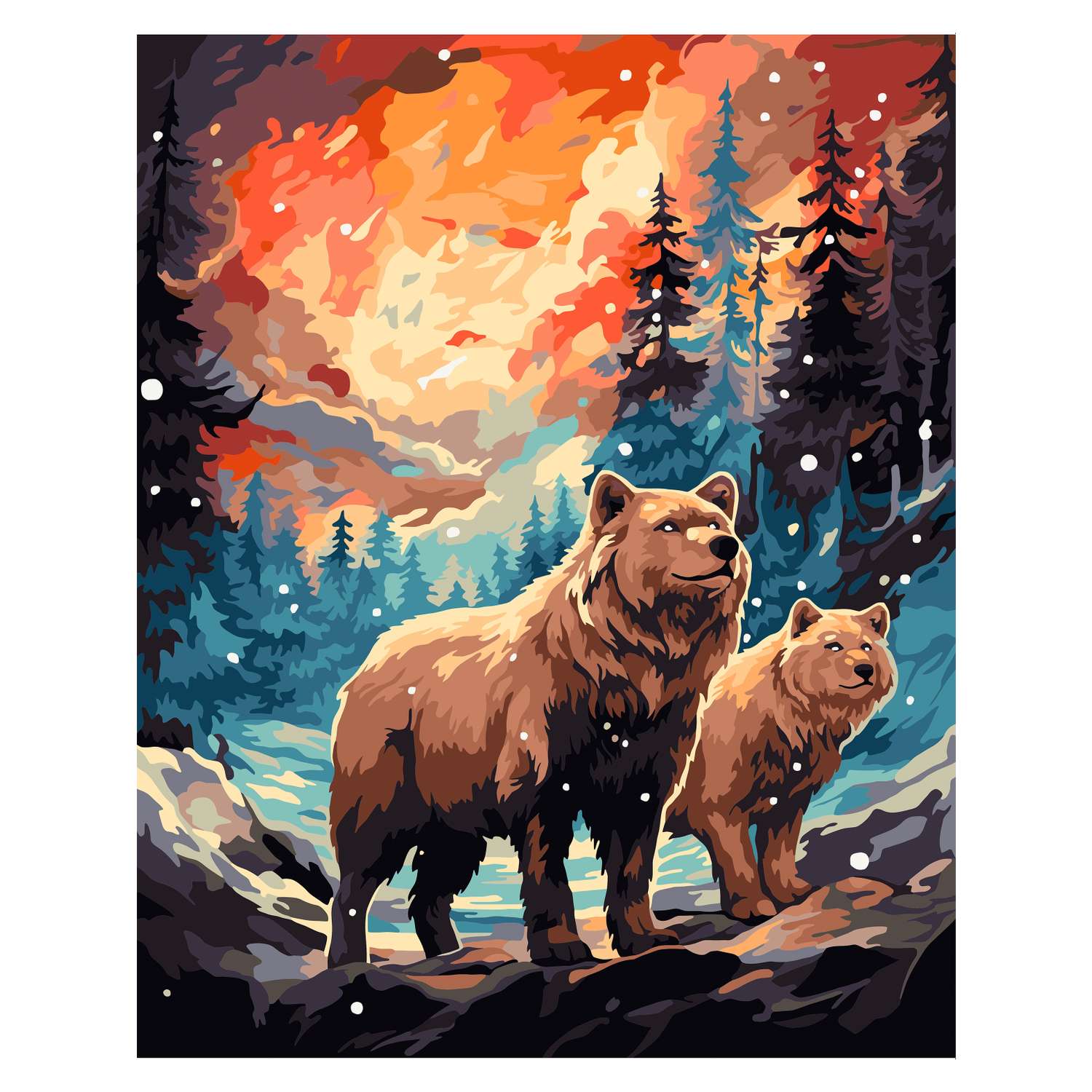 Картина по номерам Hobby Paint холст на подрамнике 40х50 см Медведи на закате - фото 2