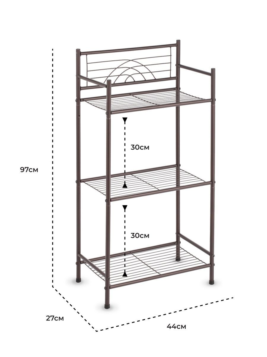 Этажерка 3х ярусная KROFFOS Shelf трехъярусная медный - фото 3