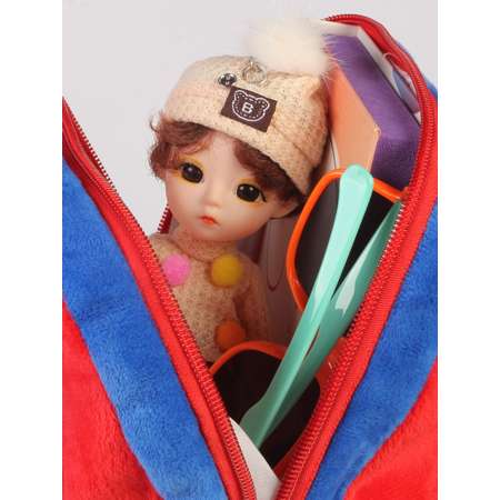 Рюкзак с игрушкой Little Mania красно-синий Дракоша голубой
