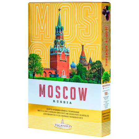 Конфеты-ассорти в глазури Кремлина в подарочной золотой коробке 500 г