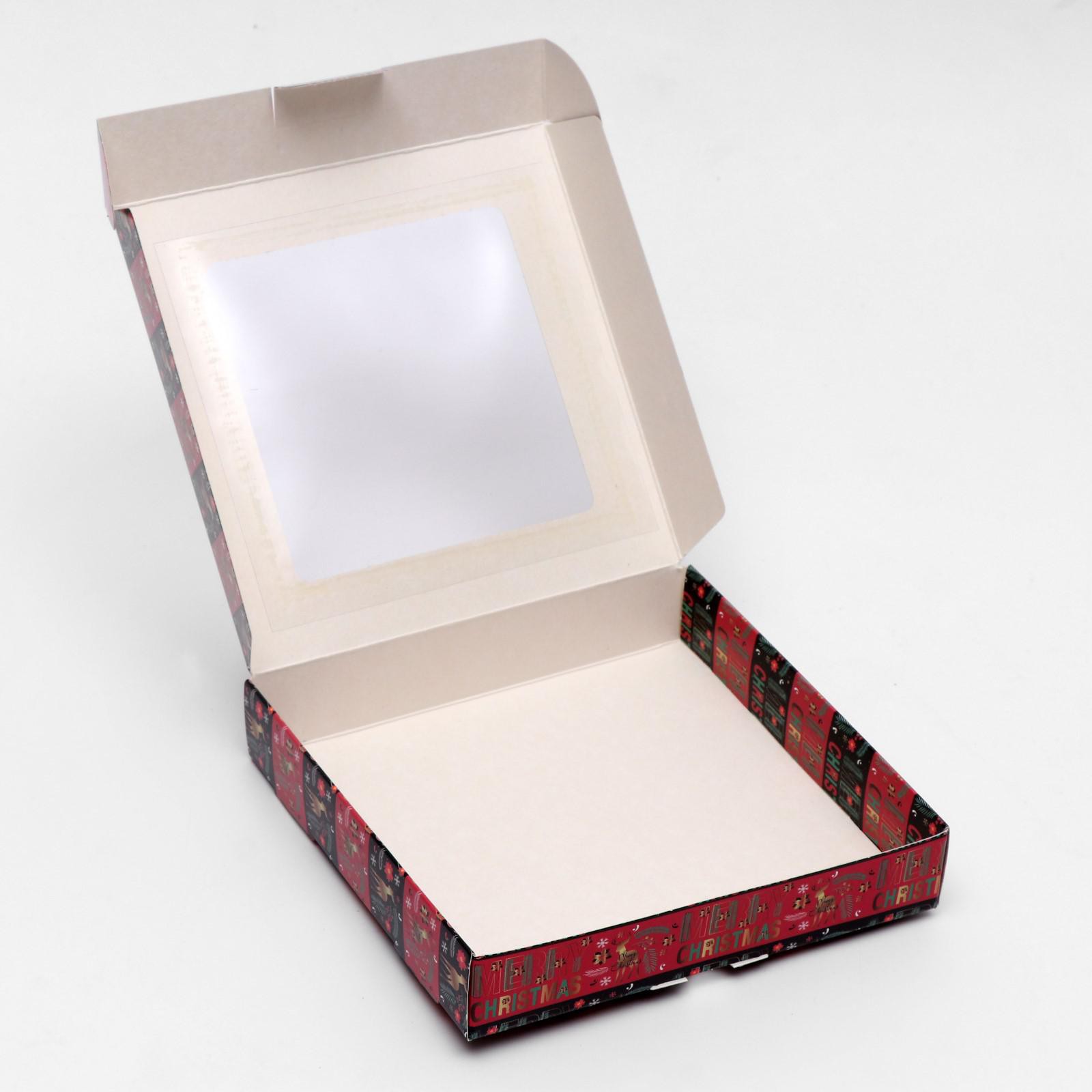 Коробка Sima-Land самосборная«Новогодние поздравления» 16×16×3 см. 1 шт. - фото 2