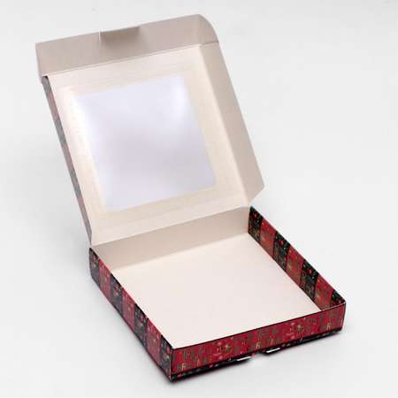 Коробка Sima-Land самосборная«Новогодние поздравления» 16×16×3 см. 1 шт.