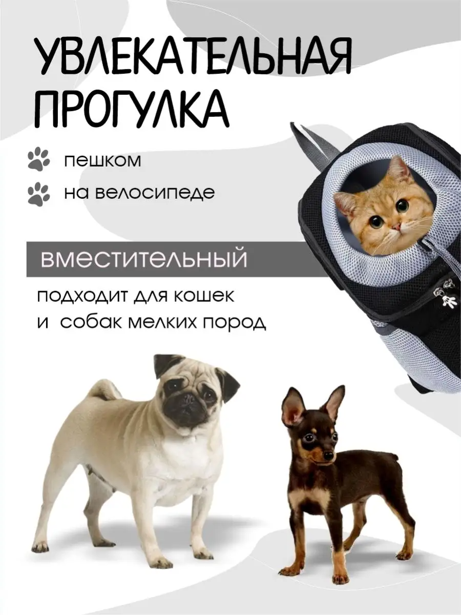 Рюкзак переноска SuperPets для кошек и собак, размер S - фото 8